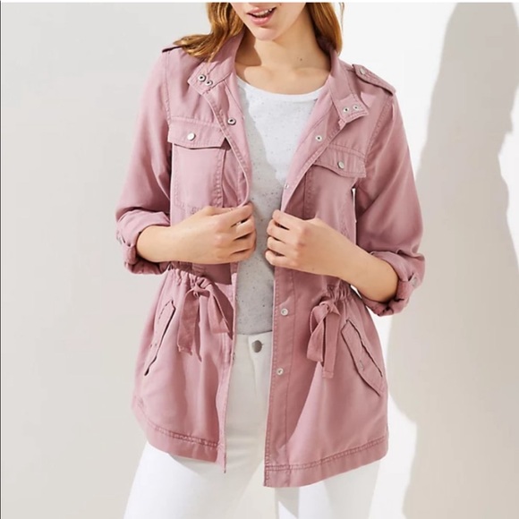 Loft Drawstring Utility Jacket Xl Pink 